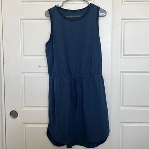 Athleta Navy Athleisure Drawstring Waist Dress